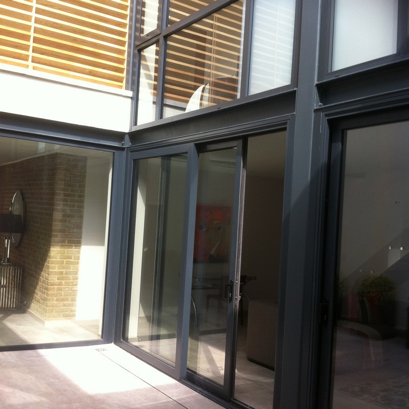 Anthracite aluminium sliding patio doors fitted in Radlett