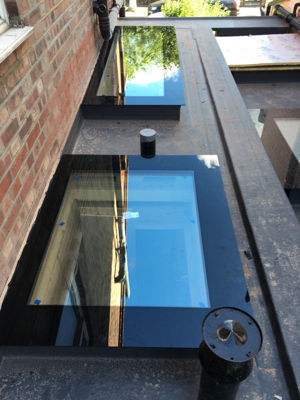 Multiple flat roof skylights on extension in Radlett